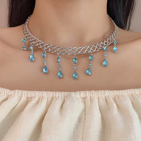 Blue Water Drop Zircon Collar - Elegant Women's Body Jewelry 2025 - Buy Center