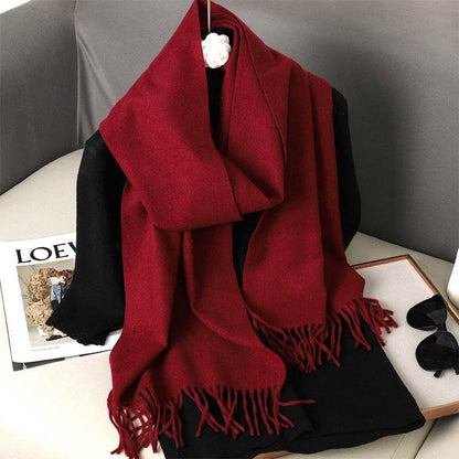 Solid Color Cashmere-like Scarf for Women - Warm, Quick-Drying Shawl - Buy Center