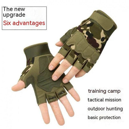 Camouflage Short Finger Gloves - Unisex for Motorcycle Riding & Outdoor Use - Buy Center