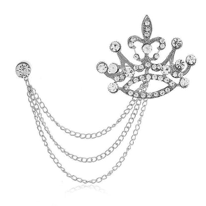 Fashion Crown Brooch - Elegant Gold/Silver Diamond Corsage for Every Occasion - Buy Center