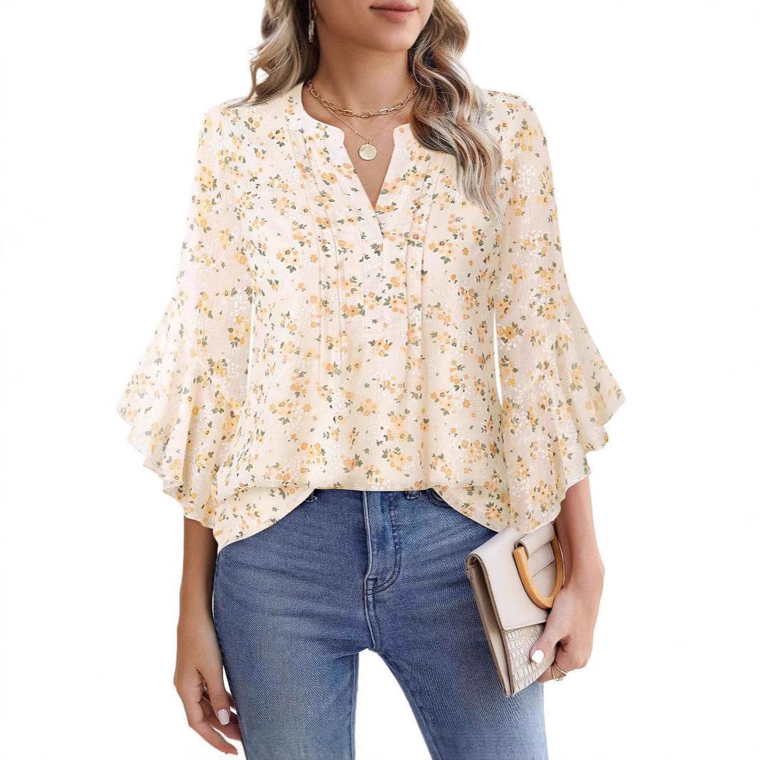 Buycenter Lotus Leaf 3/4 Sleeve Top - Loose Fit, Solid Colors Available - Buy Center