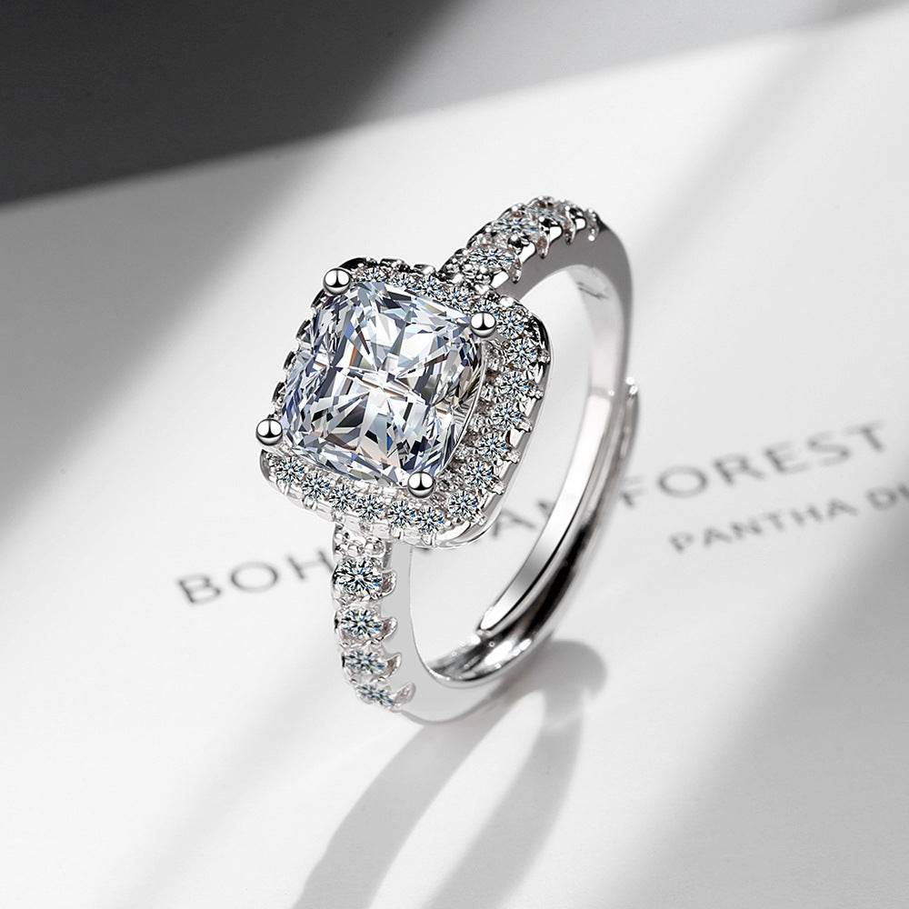 Adjustable Square Zirconium Diamond Ring - Stylish Copper Geometry 2025 - Buy Center