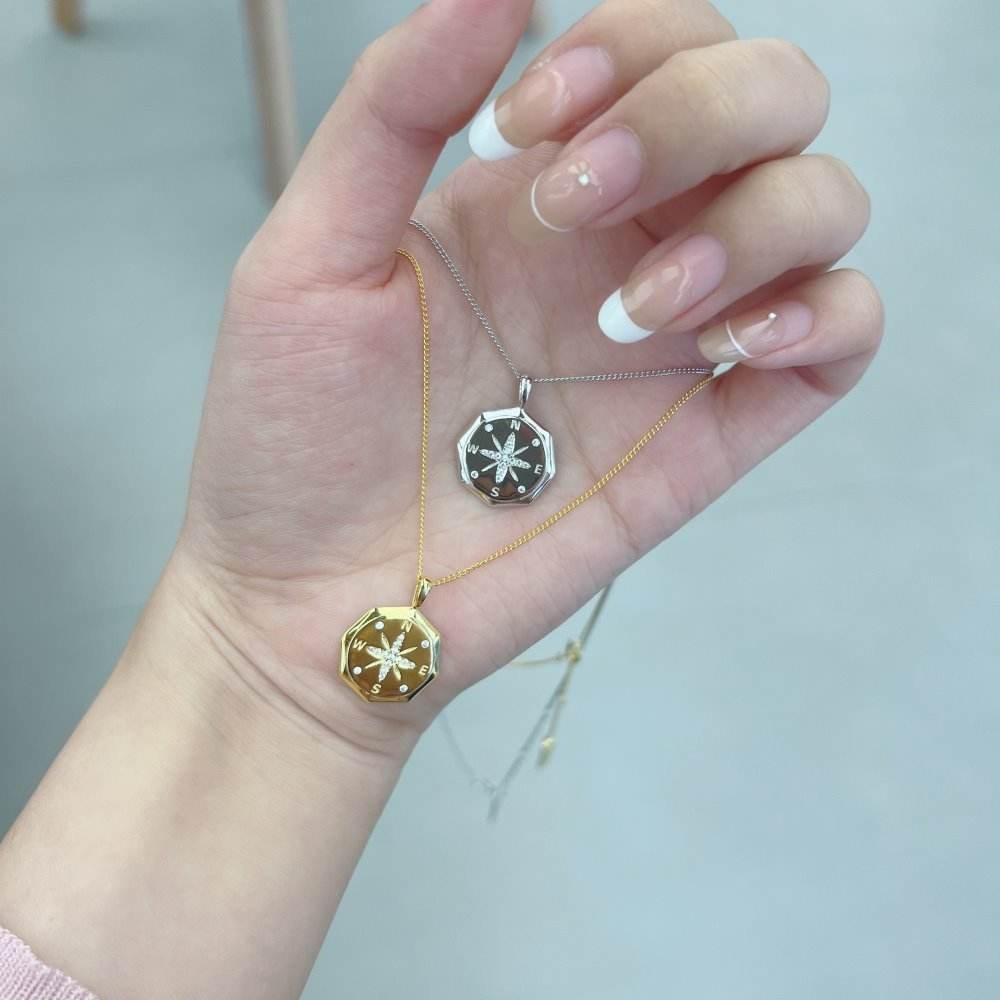 S925 Sterling Silver Compass Necklace - Lucky Star Pendant for Women - Buy Center