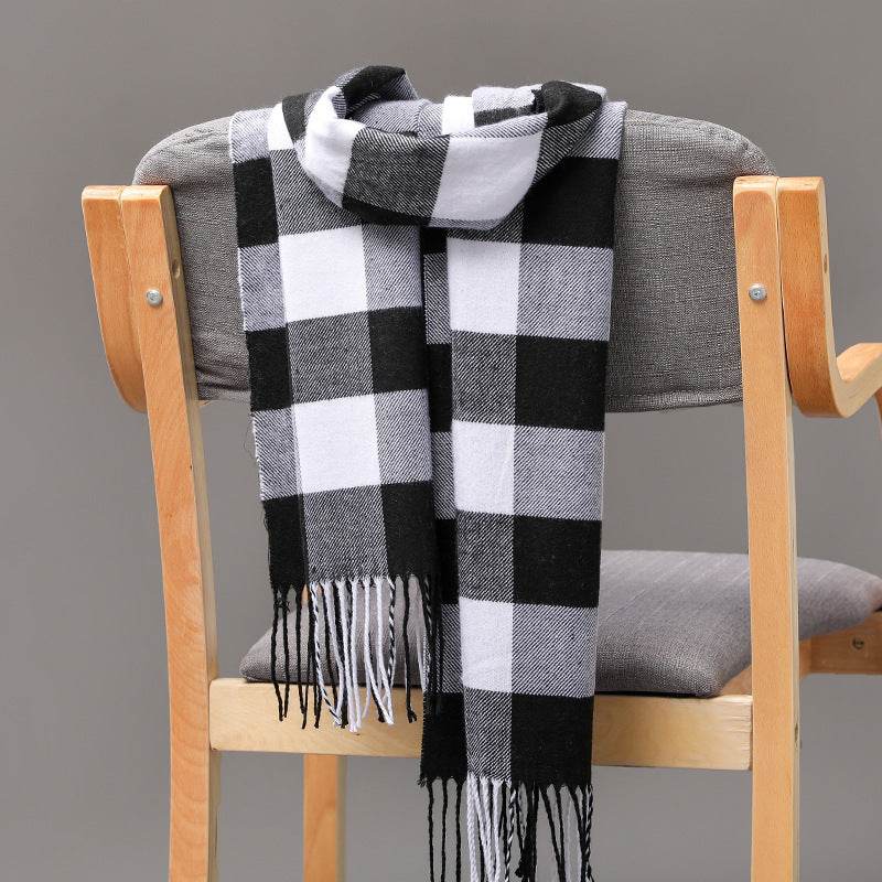 British Plaid Cashmere Scarf - Stylish Tassels, Perfect for Couples & Families - Buy Center