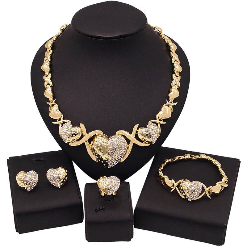 Buy Center Gold Zinc Alloy Jewelry Set - Necklace, Earrings, Bracelet, Ring - Buy Center