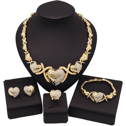 Buy Center Gold Zinc Alloy Jewelry Set - Necklace, Earrings, Bracelet, Ring - Buy Center