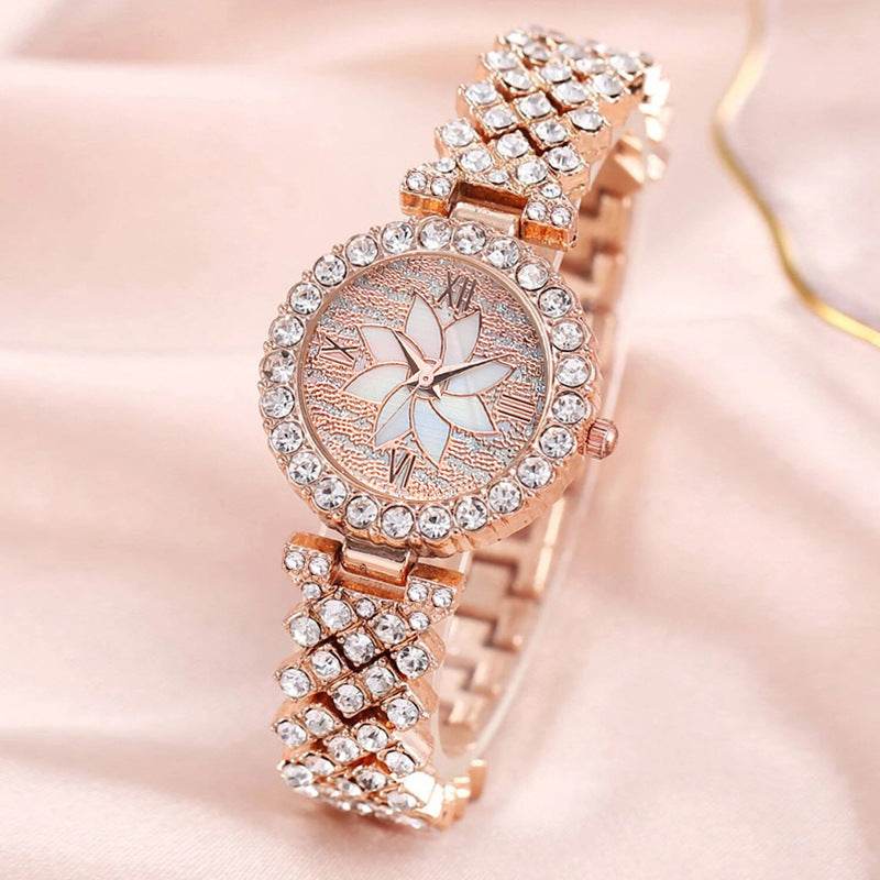 Center Diamond-Embedded Starry Sky Bracelet Watch for Women - Rose Gold & Silver - Buy Center