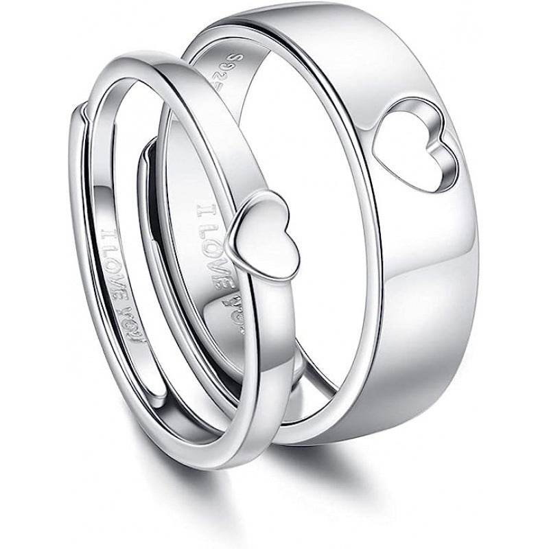 Women's Adjustable Silver Heart Shape Ring - Trendy & Elegant Design - Buy Center