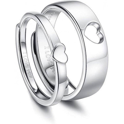 Women's Adjustable Silver Heart Shape Ring - Trendy & Elegant Design - Buy Center