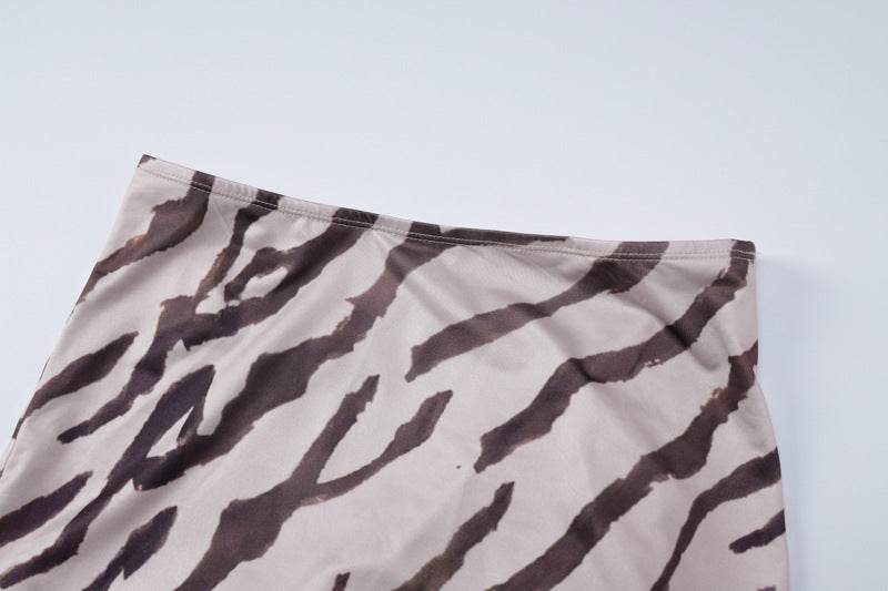 Buycenter 3D Zebra Striped Long-Sleeved Top & Slim Skirt Suit - Buy Center