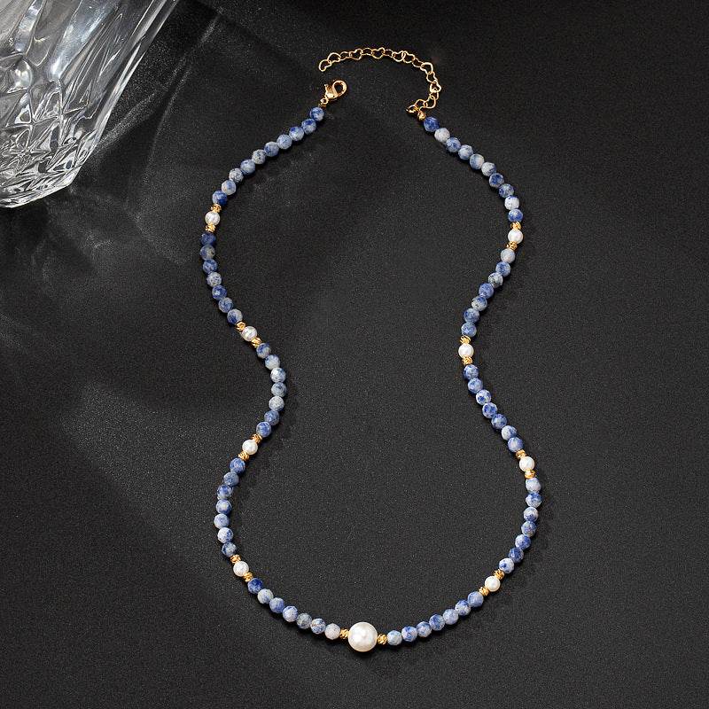 Elegant Pearl Clavicle Chain - Hand-Woven Blue Crystal Bracelet 2025 - Buy Center