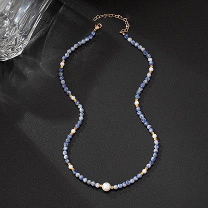 Elegant Pearl Clavicle Chain - Hand-Woven Blue Crystal Bracelet 2025 - Buy Center