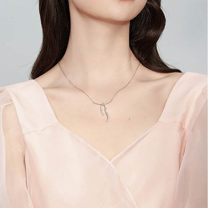 Buycenter Women's Bow Necklace - Elegant White Gold Plated Design - Buy Center