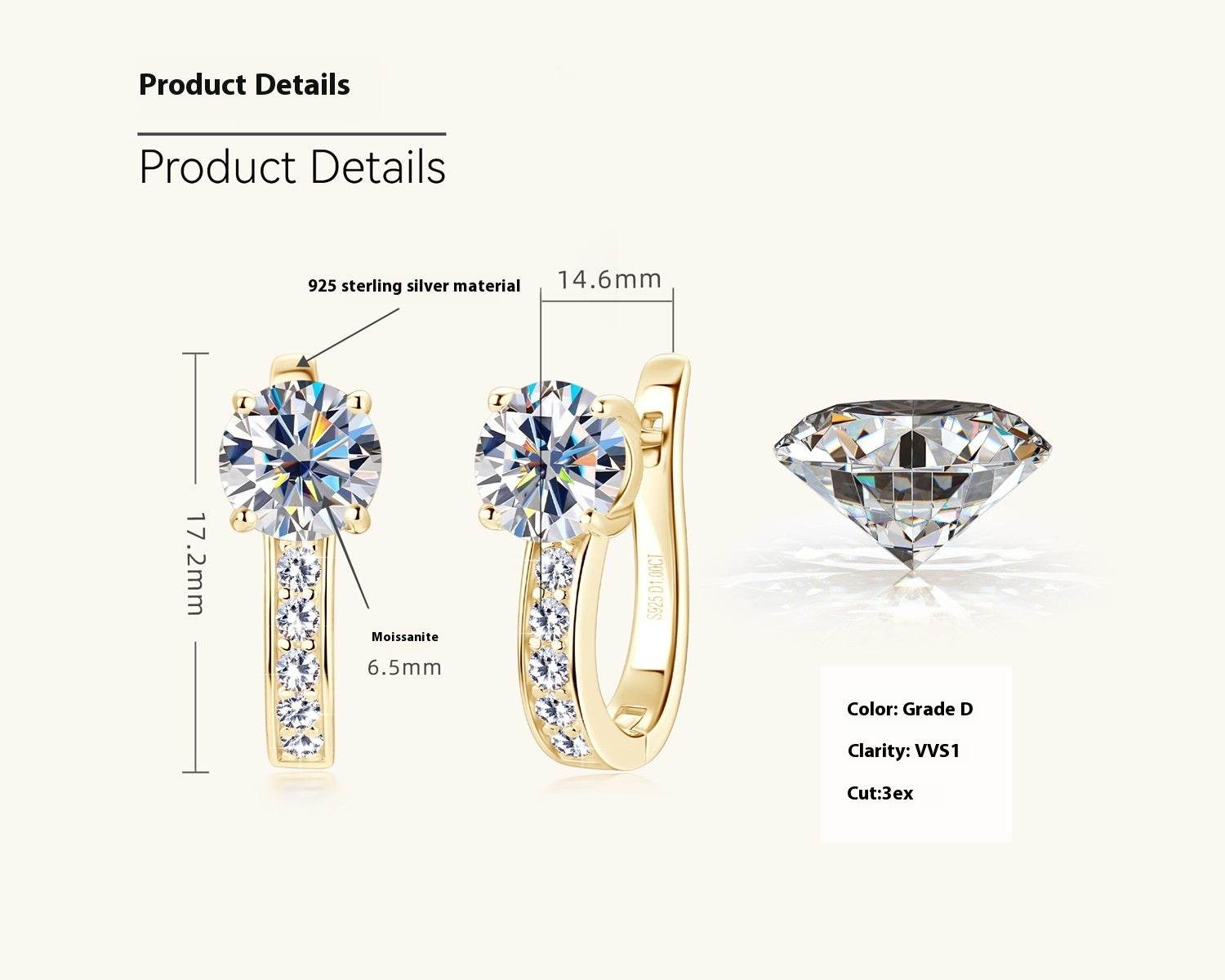 Simple High-Grade Moissanite Earrings - Elegant Jewelry for Women - Buy Center