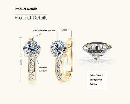 Simple High-Grade Moissanite Earrings - Elegant Jewelry for Women - Buy Center