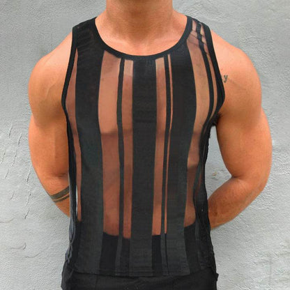 Summer Men's Mesh See-through Vest - Stylish Solid Color for Leisure Wear - Buy Center