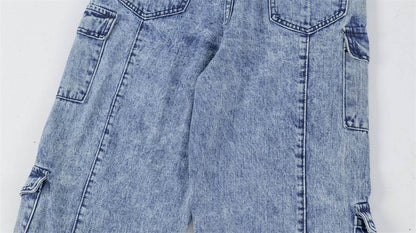 Men's Multi-pocket Washed-out Jeans - Casual Denim Trousers for All Seasons - Buy Center