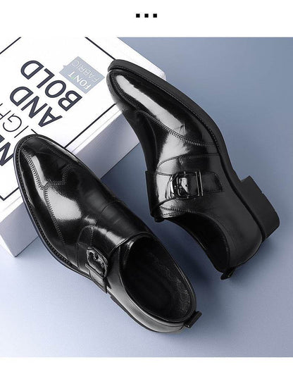 Casual Men's Buckle Leather Shoes - Color-Changing Embroidery Style - Buy Center