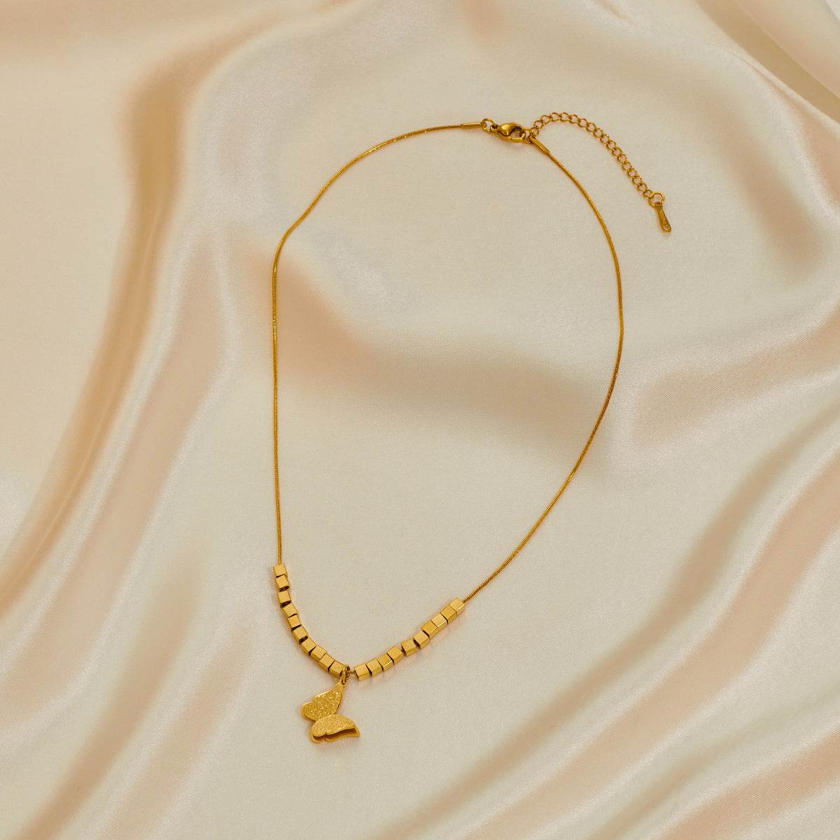 Stainless Steel Jewelry Set - Necklace, Earrings & Ring Trio in Butterfly Design - Buy Center