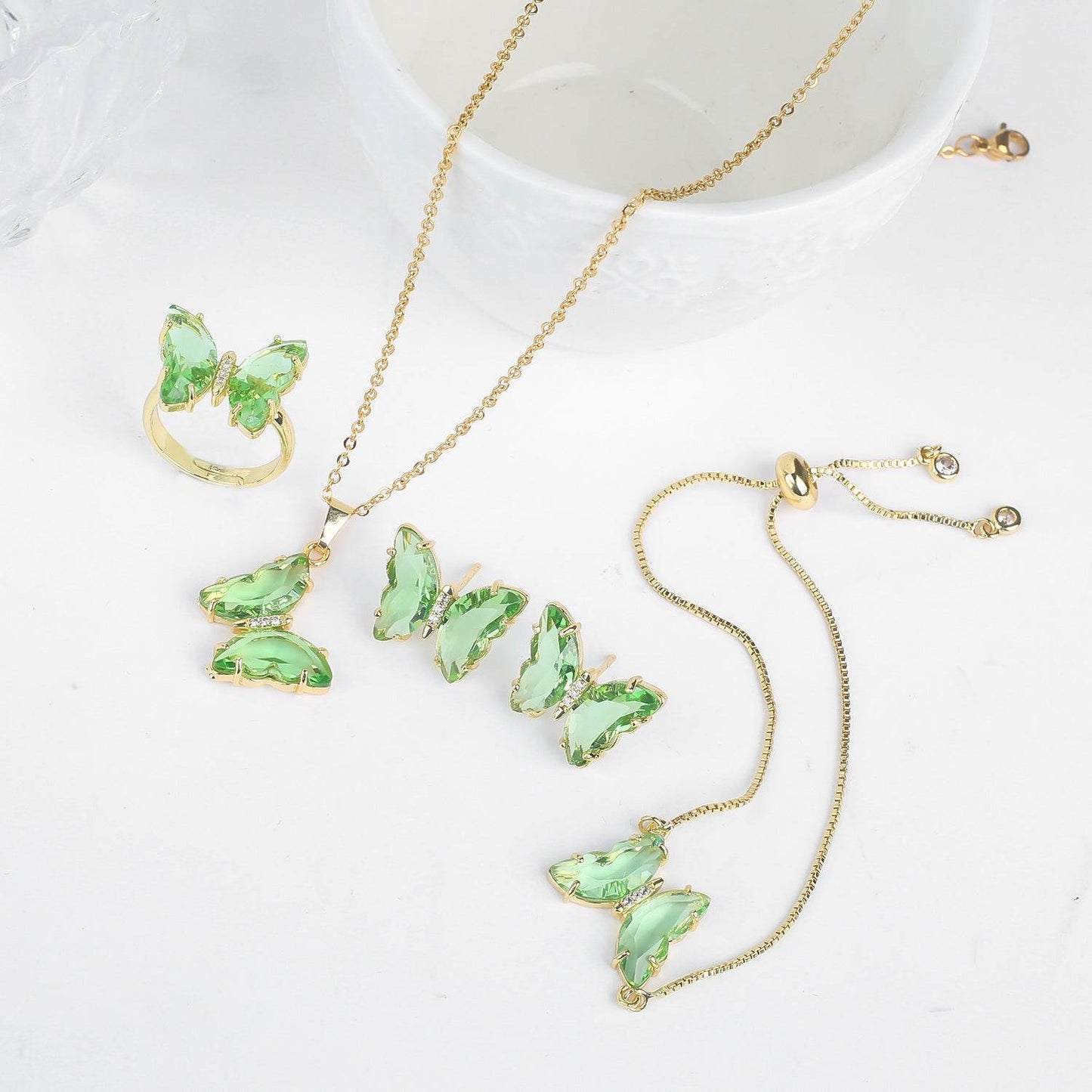 Buycenter Lucky Crystal Butterfly Jewelry Set - Necklace, Earrings & More - Buy Center
