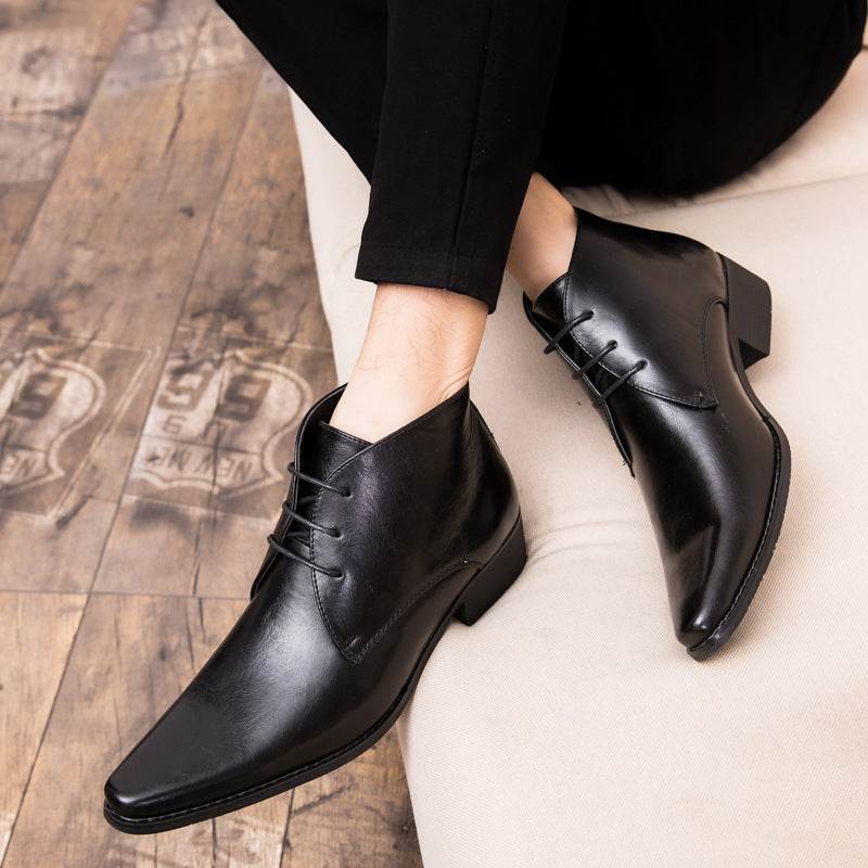 BuyCenter British High-Top Leather Shoes - Pointed Toe, Stylish & Durable - Buy Center