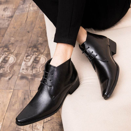 BuyCenter British High-Top Leather Shoes - Pointed Toe, Stylish & Durable - Buy Center