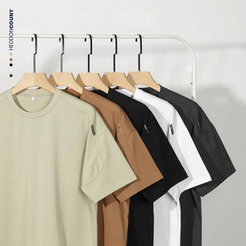 Men's Pure Cotton Short Sleeve T-Shirt - Solid Color, Japanese Style - Buy Center