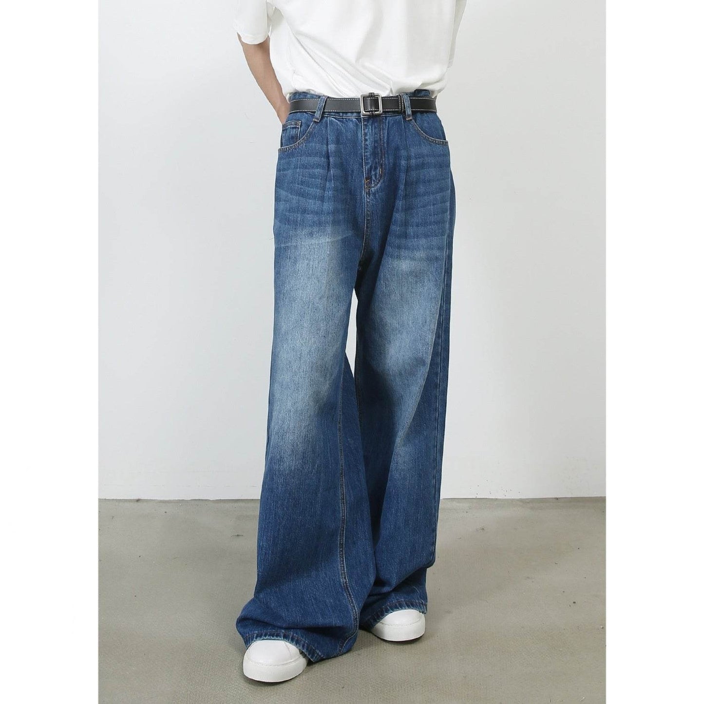 Personality Denim Men's Straight Loose Wide-Leg Pants - Casual Korean Style - Buy Center