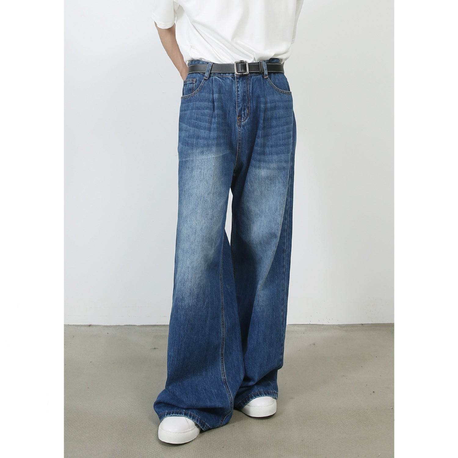 Personality Denim Men's Straight Loose Wide-Leg Pants - Casual Korean Style - Buy Center