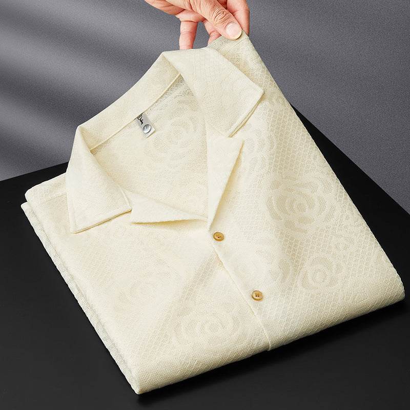 Buycenter Men's Short Sleeve Knitted Shirt - Solid Color, Slim Fit - Buy Center