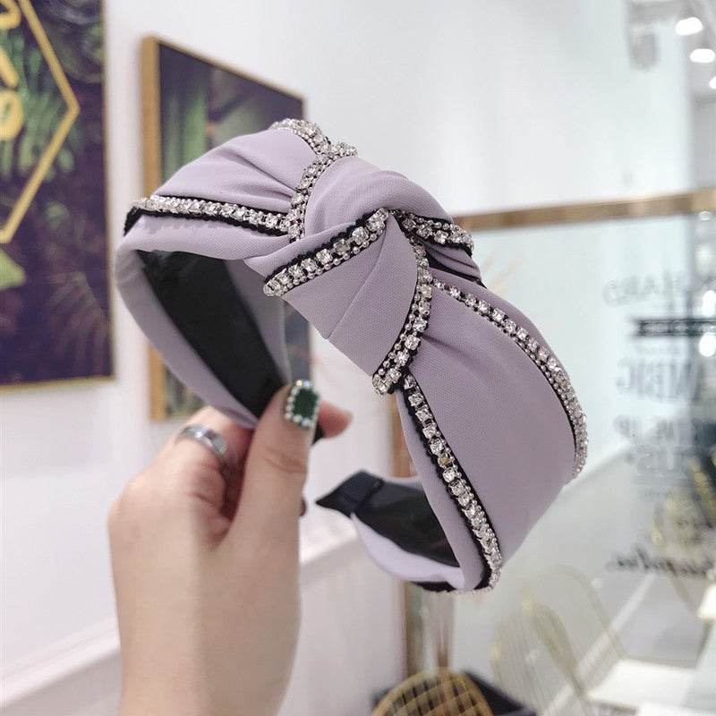Diamond Studded Knotted Headband - Stylish Wide-Brimmed Hair Accessory - Buy Center