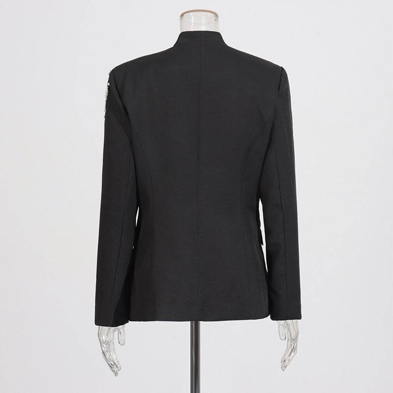 Buycenter Rhinestone Solid Color Blazer for Women - Stylish & Elegant - Buy Center