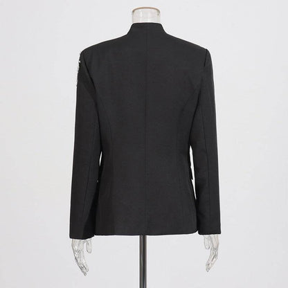 Buycenter Rhinestone Solid Color Blazer for Women - Stylish & Elegant - Buy Center