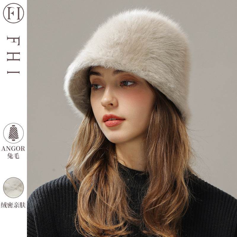 Big Head Rabbit Plush Hat - Milky White, Cozy Fashion for Women - Buy Center