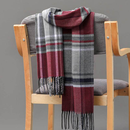 British Plaid Cashmere Scarf - Stylish Tassels, Perfect for Couples & Families - Buy Center