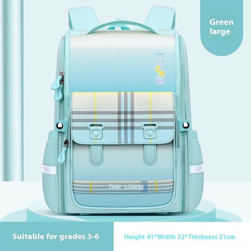 Plaid Schoolbag with Spine Protection - Ultra-Light Waterproof Backpack for Boys - Buy Center