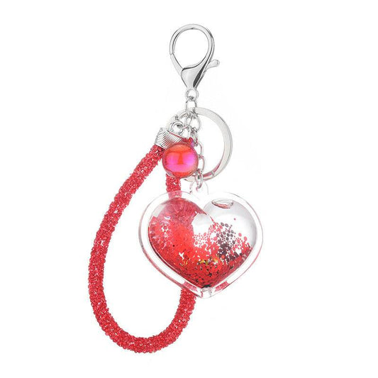 Colorful Acrylic Heart Keychain Pendant - Trendy Love Beads & Silver Buckle - Buy Center