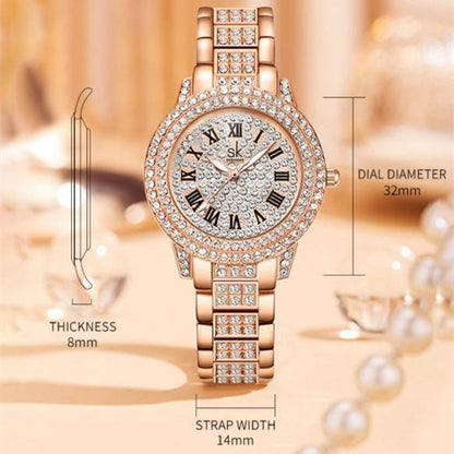 Elegant Women's Fashion Diamond Watch - Waterproof Alloy Bracelet Style - Buy Center