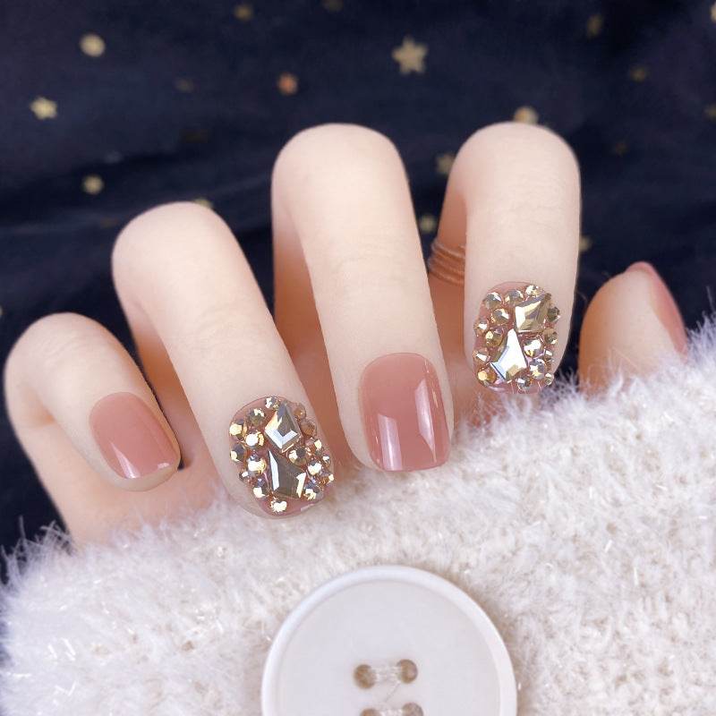 Champagne Gold Diamond Nail Stickers - 24 High-Quality Manicure Patches - Buy Center