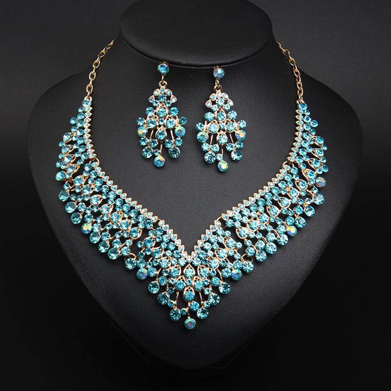 Buy Center Creative Crystal Collarbone Necklace & Earring Set - Fashion Jewelry - Buy Center