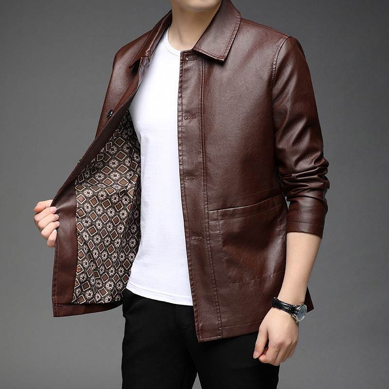 Autumn Leather Jacket for Young & Middle-aged - Stylish Korean Design - Buy Center