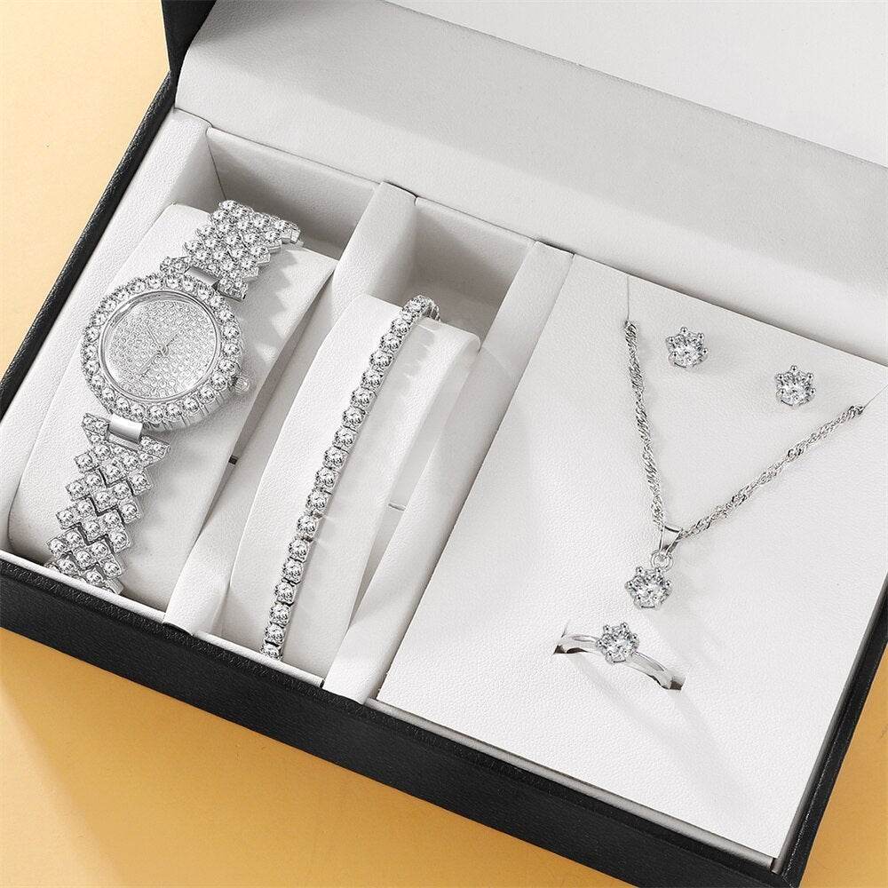 Buy Center 5-Piece Jewelry Set - Elegant Bracelet, Necklace & Watch - Buy Center