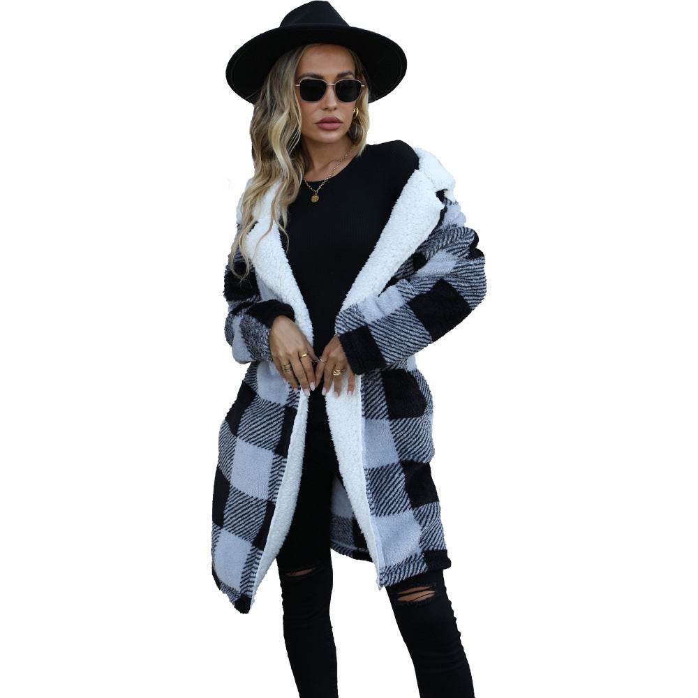 Women's Plaid Loose Cardigan - Double-Sided Fashion Jacket for Fall - Buy Center