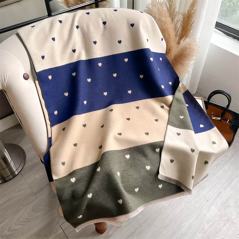 Women's Cashmere Scarf - Double-Sided Warm Love Print for Winter Style - Buy Center