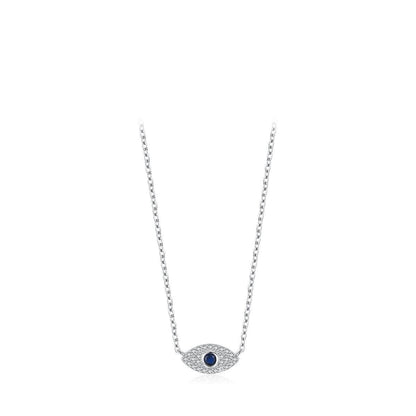 Pure Exquisite Diamond Devil's Eye Necklace - 925 Silver Adjustable Chain - Buy Center