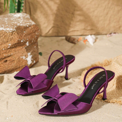 Buycenter Mullers Bowknot Stiletto Heels - Pointed Toe Strap Sandals - Buy Center