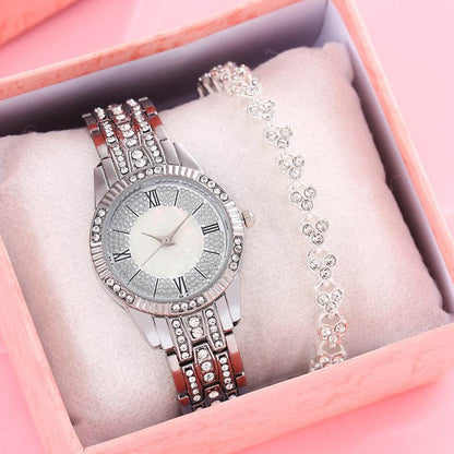 Buycenter Luxury Women's Bracelet Set - Diamond-Embedded Quartz Watch - Buy Center