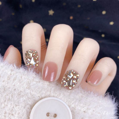 Champagne Gold Diamond Nail Stickers - 24 High-Quality Manicure Patches - Buy Center