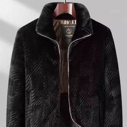Haining Fur Men's Luxury Winter Blazer - Stylish Stand Collar & Zipper - Buy Center