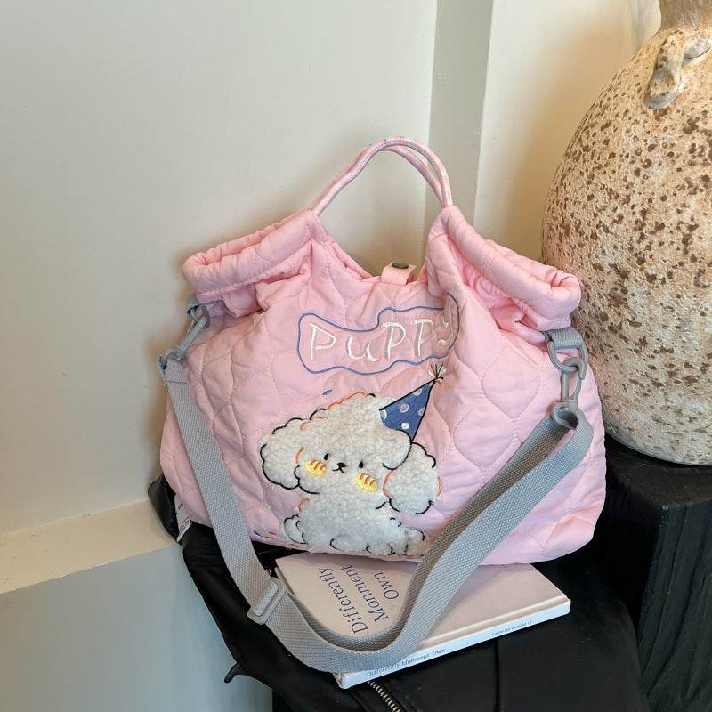 Adorable Cartoon Embroidery Crossbody Bag - Drawstring Shoulder Style - Buy Center